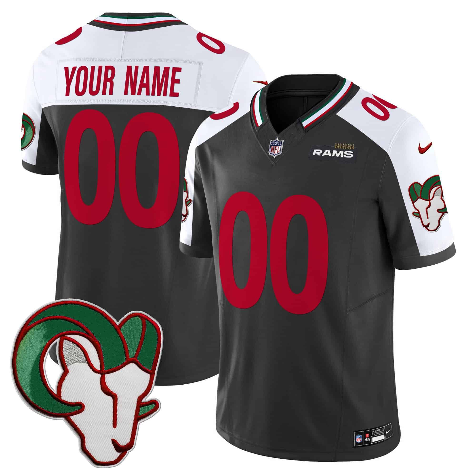 Men Los Angeles Rams Black 2024 Nike Mexico Vapor Limited Custom NFL Jersey style 1->customized nfl jersey->Custom Jersey